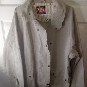 The Australian Outback Coat Mens L Tan Beige Canvas Jacket Lined Snap Vintage